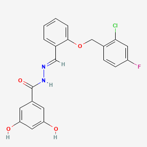 N'-{2-[(2-chloro-4-fluorobenzyl)oxy]benzylidene}-3,5-dihydroxybenzohydrazide