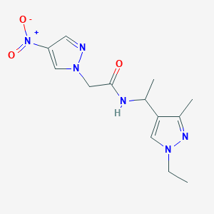 molecular formula C13H18N6O3 B456910 N-[1-(1-ethyl-3-methyl-1H-pyrazol-4-yl)ethyl]-2-(4-nitro-1H-pyrazol-1-yl)acetamide 