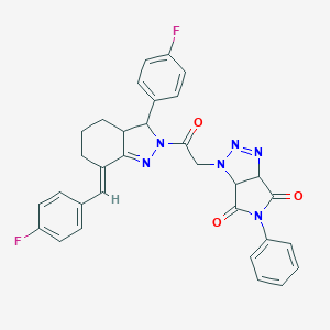 1-(2-{3-(4-FLUOROPHENYL)-7-[(E)-1-(4-FLUOROPHENYL)METHYLIDENE]-3,3A,4,5,6,7-HEXAHYDRO-2H-INDAZOL-2-YL}-2-OXOETHYL)-5-PHENYL-3A,6A-DIHYDROPYRROLO[3,4-D][1,2,3]TRIAZOLE-4,6(1H,5H)-DIONE