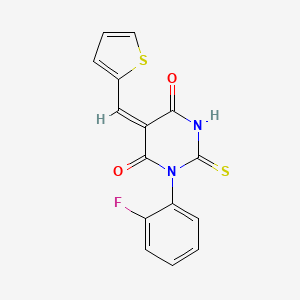 molecular formula C15H9FN2O2S2 B4569145 1-(2-氟苯基)-5-(2-噻吩亚甲基)-2-硫代二氢-4,6(1H,5H)-嘧啶二酮 