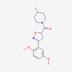 [3-(2,5-Dimethoxyphenyl)-4,5-dihydro-1,2-oxazol-5-yl](4-methylpiperidin-1-yl)methanone