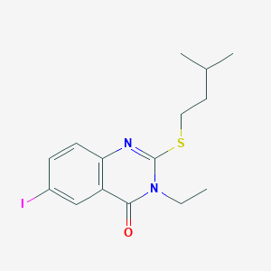 molecular formula C15H19IN2OS B4569172 3-ethyl-6-iodo-2-[(3-methylbutyl)thio]-4(3H)-quinazolinone 