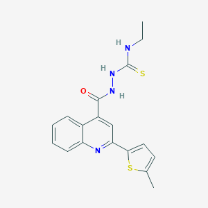 molecular formula C18H18N4OS2 B456918 N-ethyl-2-{[2-(5-methyl-2-thienyl)-4-quinolinyl]carbonyl}hydrazinecarbothioamide 