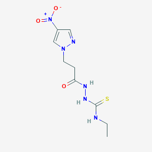 molecular formula C9H14N6O3S B456920 N-ethyl-2-(3-{4-nitro-1H-pyrazol-1-yl}propanoyl)hydrazinecarbothioamide 