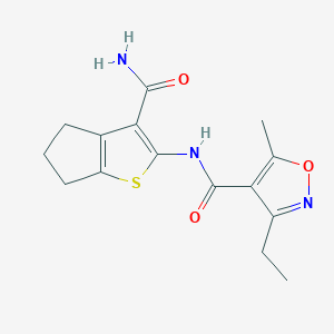 N-{3-CARBAMOYL-4H,5H,6H-CYCLOPENTA[B]THIOPHEN-2-YL}-3-ETHYL-5-METHYL-1,2-OXAZOLE-4-CARBOXAMIDE