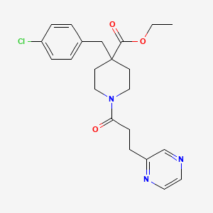 molecular formula C22H26ClN3O3 B4569277 4-(4-氯苄基)-1-[3-(2-吡嗪基)丙酰基]-4-哌啶甲酸乙酯 