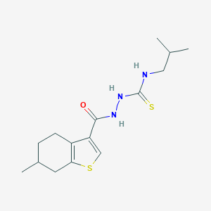 molecular formula C15H23N3OS2 B456930 N-isobutyl-2-[(6-methyl-4,5,6,7-tetrahydro-1-benzothien-3-yl)carbonyl]hydrazinecarbothioamide 
