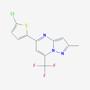 molecular formula C12H7ClF3N3S B456933 5-(5-Chlorothiophen-2-yl)-2-methyl-7-(trifluoromethyl)pyrazolo[1,5-a]pyrimidine 