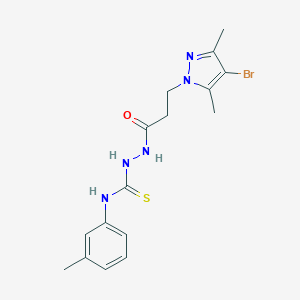 molecular formula C16H20BrN5OS B456934 2-[3-(4-bromo-3,5-dimethyl-1H-pyrazol-1-yl)propanoyl]-N-(3-methylphenyl)hydrazinecarbothioamide 