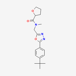 molecular formula C19H25N3O3 B4569381 N-[[5-(4-tert-butylphenyl)-1,3,4-oxadiazol-2-yl]methyl]-N-methyloxolane-2-carboxamide 