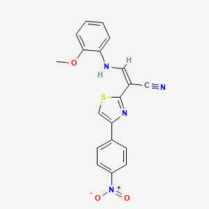 molecular formula C19H14N4O3S B4569408 (Z)-3-(2-methoxyanilino)-2-[4-(4-nitrophenyl)-1,3-thiazol-2-yl]prop-2-enenitrile 