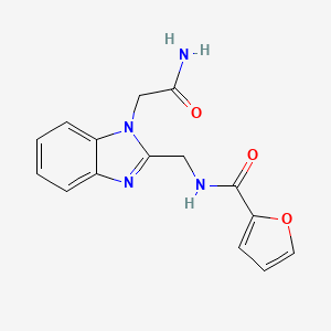 molecular formula C15H14N4O3 B4569434 N-{[1-(CARBAMOYLMETHYL)-1H-1,3-BENZODIAZOL-2-YL]METHYL}FURAN-2-CARBOXAMIDE 