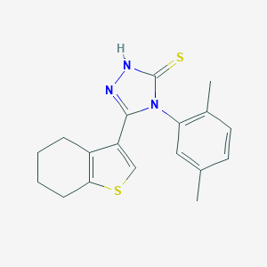 molecular formula C18H19N3S2 B456947 4-(2,5-dimethylphenyl)-5-(4,5,6,7-tetrahydro-1-benzothien-3-yl)-4H-1,2,4-triazol-3-yl hydrosulfide 