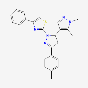 molecular formula C24H23N5S B4569471 2-[5-(1,5-DIMETHYL-1H-PYRAZOL-4-YL)-3-(4-METHYLPHENYL)-4,5-DIHYDRO-1H-PYRAZOL-1-YL]-4-PHENYL-1,3-THIAZOLE 