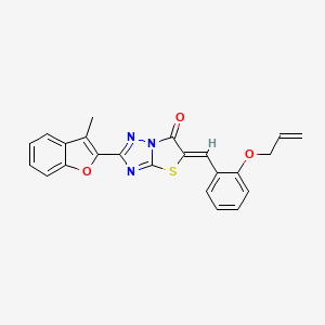 molecular formula C23H17N3O3S B4569493 5-[2-(烯丙氧基)苯亚甲基]-2-(3-甲基-1-苯并呋喃-2-基)[1,3]噻唑并[3,2-b][1,2,4]三唑-6(5H)-酮 