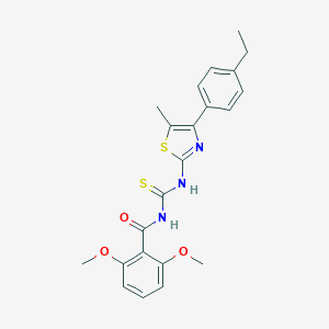 molecular formula C22H23N3O3S2 B456951 N-{[4-(4-ethylphenyl)-5-methyl-1,3-thiazol-2-yl]carbamothioyl}-2,6-dimethoxybenzamide 