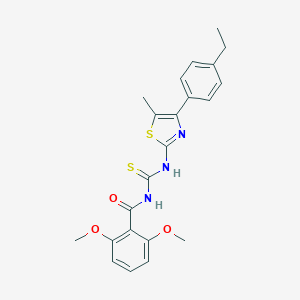 molecular formula C22H23N3O3S2 B456951 N-(2,6-dimethoxybenzoyl)-N'-[4-(4-ethylphenyl)-5-methyl-1,3-thiazol-2-yl]thiourea 