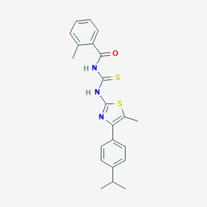 molecular formula C22H23N3OS2 B456954 N-[4-(4-isopropylphenyl)-5-methyl-1,3-thiazol-2-yl]-N'-(2-methylbenzoyl)thiourea 