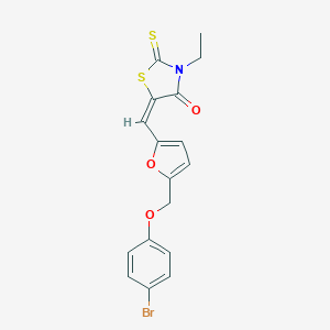 molecular formula C17H14BrNO3S2 B456956 5-({5-[(4-Bromophenoxy)methyl]-2-furyl}methylene)-3-ethyl-2-thioxo-1,3-thiazolidin-4-one 