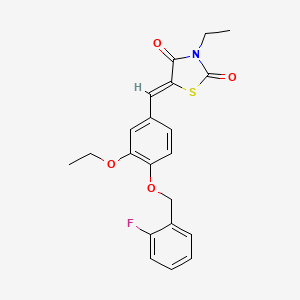 molecular formula C21H20FNO4S B4569562 5-{3-ethoxy-4-[(2-fluorobenzyl)oxy]benzylidene}-3-ethyl-1,3-thiazolidine-2,4-dione 