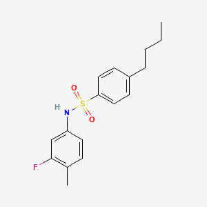 molecular formula C17H20FNO2S B4569609 4-BUTYL-N-(3-FLUORO-4-METHYLPHENYL)BENZENE-1-SULFONAMIDE 