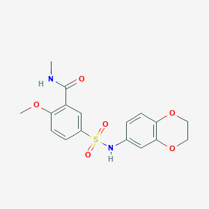 molecular formula C17H18N2O6S B4569614 5-(2,3-dihydro-1,4-benzodioxin-6-ylsulfamoyl)-2-methoxy-N-methylbenzamide 