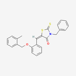 molecular formula C25H21NO2S2 B4569621 (5E)-3-benzyl-5-[[2-[(2-methylphenyl)methoxy]phenyl]methylidene]-2-sulfanylidene-1,3-thiazolidin-4-one 