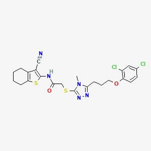 molecular formula C23H23Cl2N5O2S2 B4569626 N-(3-氰基-4,5,6,7-四氢-1-苯并噻吩-2-基)-2-({5-[3-(2,4-二氯苯氧)丙基]-4-甲基-4H-1,2,4-三唑-3-基}硫)乙酰胺 