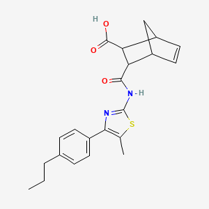 molecular formula C22H24N2O3S B4569654 3-{[5-Methyl-4-(4-propylphenyl)-1,3-thiazol-2-yl]carbamoyl}bicyclo[2.2.1]hept-5-ene-2-carboxylic acid 