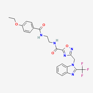 molecular formula C23H21F3N6O4 B4569680 N-{2-[(4-乙氧基苯甲酰)氨基]乙基}-3-{[2-(三氟甲基)-1H-苯并咪唑-1-基]甲基}-1,2,4-恶二唑-5-甲酰胺 