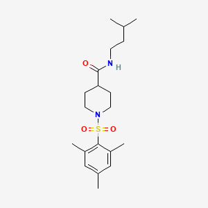 molecular formula C20H32N2O3S B4569705 1-(mesitylsulfonyl)-N-(3-methylbutyl)-4-piperidinecarboxamide 