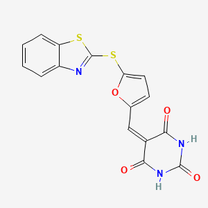 molecular formula C16H9N3O4S2 B4569724 5-{[5-(1,3-苯并噻唑-2-基硫代)-2-呋喃基]亚甲基}-2,4,6(1H,3H,5H)-嘧啶三酮 