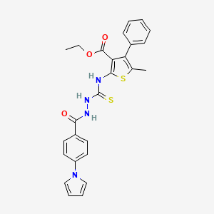 molecular formula C26H24N4O3S2 B4569739 ethyl 5-methyl-4-phenyl-2-[({2-[4-(1H-pyrrol-1-yl)benzoyl]hydrazino}carbonothioyl)amino]-3-thiophenecarboxylate 