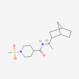 molecular formula C16H28N2O3S B4569741 N-(1-双环[2.2.1]庚-2-基乙基)-1-(甲磺酰基)-4-哌啶甲酰胺 