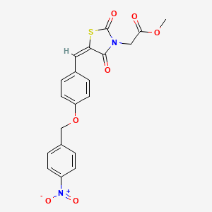 molecular formula C20H16N2O7S B4569746 （5-{4-[(4-硝基苄基)氧基]苄叉亚甲基}-2,4-二氧代-1,3-噻唑烷-3-基）乙酸甲酯 