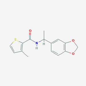 molecular formula C15H15NO3S B456975 N-[1-(1,3-benzodioxol-5-yl)ethyl]-3-methyl-2-thiophenecarboxamide 