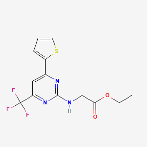 molecular formula C13H12F3N3O2S B4569764 ethyl N-[4-(2-thienyl)-6-(trifluoromethyl)-2-pyrimidinyl]glycinate 