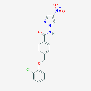 molecular formula C17H13ClN4O4 B456978 4-[(2-chlorophenoxy)methyl]-N-(4-nitro-1H-pyrazol-1-yl)benzamide 