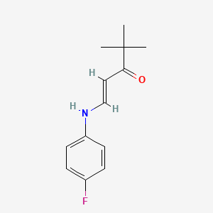 molecular formula C13H16FNO B4569791 1-[(4-氟苯基)氨基]-4,4-二甲基-1-戊烯-3-酮 