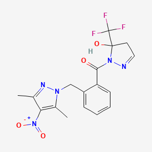 {2-[(3,5-dimethyl-4-nitro-1H-pyrazol-1-yl)methyl]phenyl}[5-hydroxy-5-(trifluoromethyl)-4,5-dihydro-1H-pyrazol-1-yl]methanone