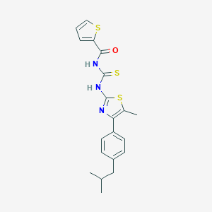 molecular formula C20H21N3OS3 B456985 N-[4-(4-isobutylphenyl)-5-methyl-1,3-thiazol-2-yl]-N'-(2-thienylcarbonyl)thiourea 
