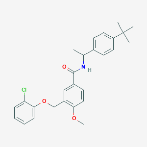 molecular formula C27H30ClNO3 B456989 N-[1-(4-tert-butylphenyl)ethyl]-3-[(2-chlorophenoxy)methyl]-4-methoxybenzamide 