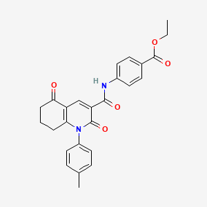 molecular formula C26H24N2O5 B4569896 Ethyl 4-[1-(4-methylphenyl)-2,5-dioxo-1,2,5,6,7,8-hexahydroquinoline-3-amido]benzoate 