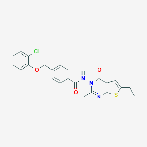 molecular formula C23H20ClN3O3S B456990 4-[(2-chlorophenoxy)methyl]-N-(6-ethyl-2-methyl-4-oxothieno[2,3-d]pyrimidin-3(4H)-yl)benzamide 
