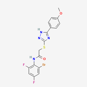 molecular formula C17H13BrF2N4O2S B4569943 N-(2-bromo-4,6-difluorophenyl)-2-[[5-(4-methoxyphenyl)-1H-1,2,4-triazol-3-yl]sulfanyl]acetamide 