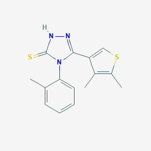 molecular formula C15H15N3S2 B456998 3-(4,5-dimethyl-3-thiophenyl)-4-(2-methylphenyl)-1H-1,2,4-triazole-5-thione 