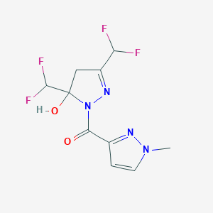 molecular formula C10H10F4N4O2 B457002 [3,5-bis(difluoromethyl)-5-hydroxy-4,5-dihydro-1H-pyrazol-1-yl](1-methyl-1H-pyrazol-3-yl)methanone 