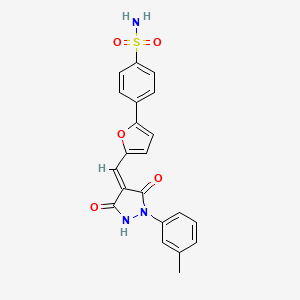 4-[5-[(Z)-[1-(3-methylphenyl)-3,5-dioxopyrazolidin-4-ylidene]methyl]furan-2-yl]benzenesulfonamide