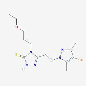 molecular formula C14H22BrN5OS B457003 5-[2-(4-bromo-3,5-dimethyl-1H-pyrazol-1-yl)ethyl]-4-(3-ethoxypropyl)-4H-1,2,4-triazole-3-thiol 