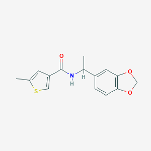 molecular formula C15H15NO3S B457007 N-[1-(1,3-benzodioxol-5-yl)ethyl]-5-methyl-3-thiophenecarboxamide 